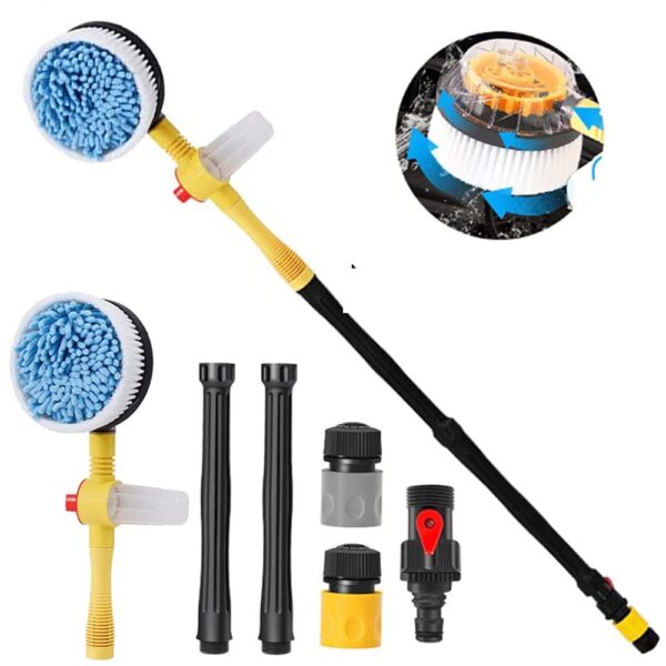 Auto Rotating Retractable Car Wash Brush 360° Spin Car Mop Automatically Foams Car Wash Kit