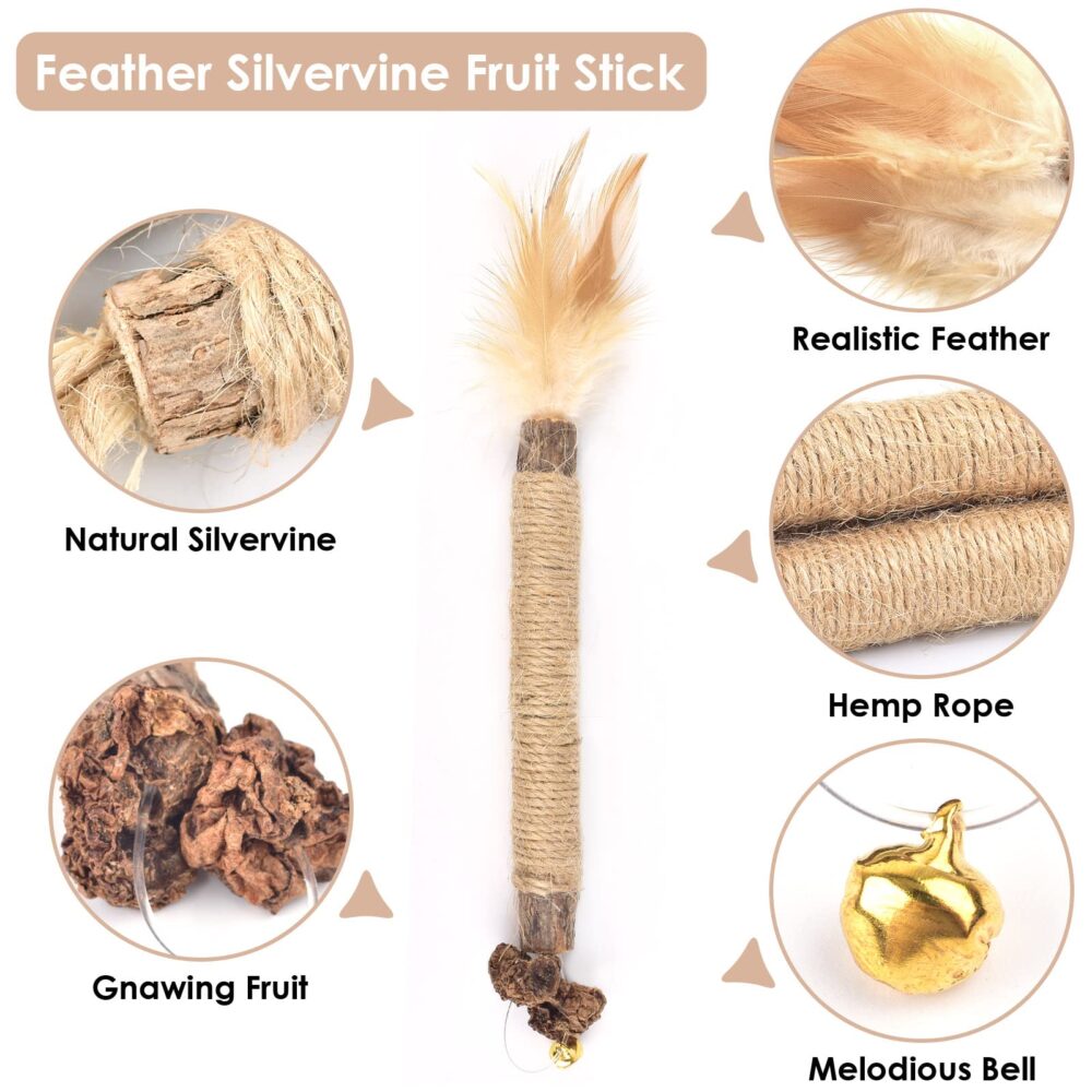 10PCS Chew Sticks for Cats Catnip Chew Sticks Cat Toys Teeth Grinding Interactive Feather Toys - Image 7