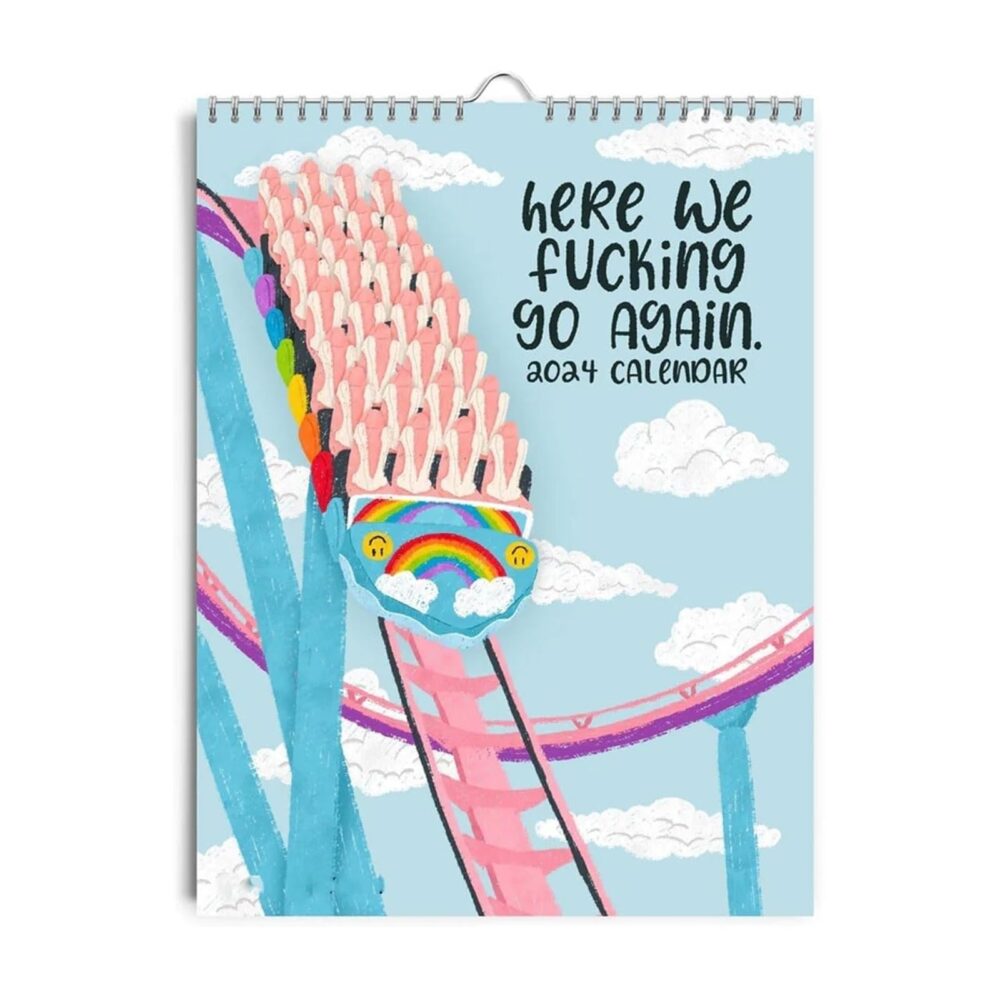 Here We Fucking Go Again 2024 Calendar Beauty Advent Calendar 2024,Funny Hanging 2024 Monthly Calendar Wall Calendar,2024 Calendar 12 Month Planner,Get Ready For A Year，Advent Calendar 2024