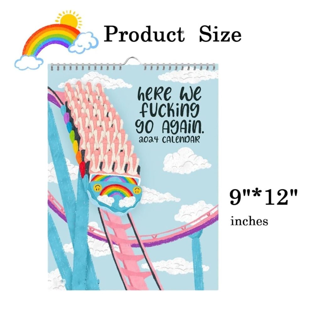 Here We Fucking Go Again 2024 Calendar Beauty Advent Calendar 2024,Funny Hanging 2024 Monthly Calendar Wall Calendar,2024 Calendar 12 Month Planner,Get Ready For A Year，Advent Calendar 2024 - Image 3