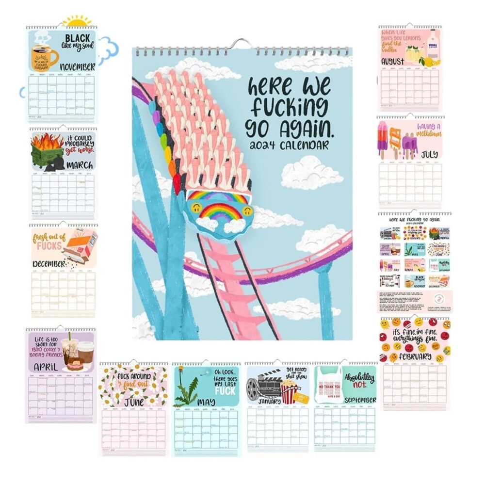 Here We Fucking Go Again 2024 Calendar Beauty Advent Calendar 2024,Funny Hanging 2024 Monthly Calendar Wall Calendar,2024 Calendar 12 Month Planner,Get Ready For A Year，Advent Calendar 2024 - Image 8