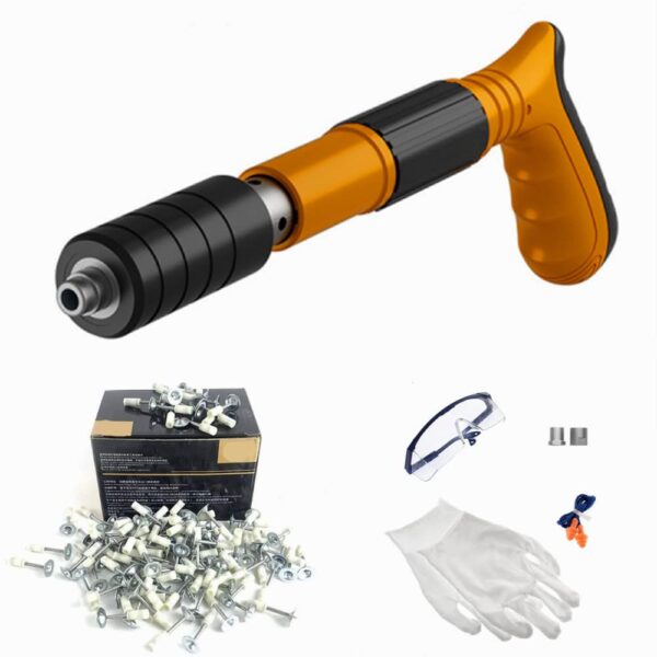 Mini Manual Steel Nailer Tool Woodworking and Decoration Integrated Air Nailer with 100 Pcs Round Nails (Nail Gun Set)