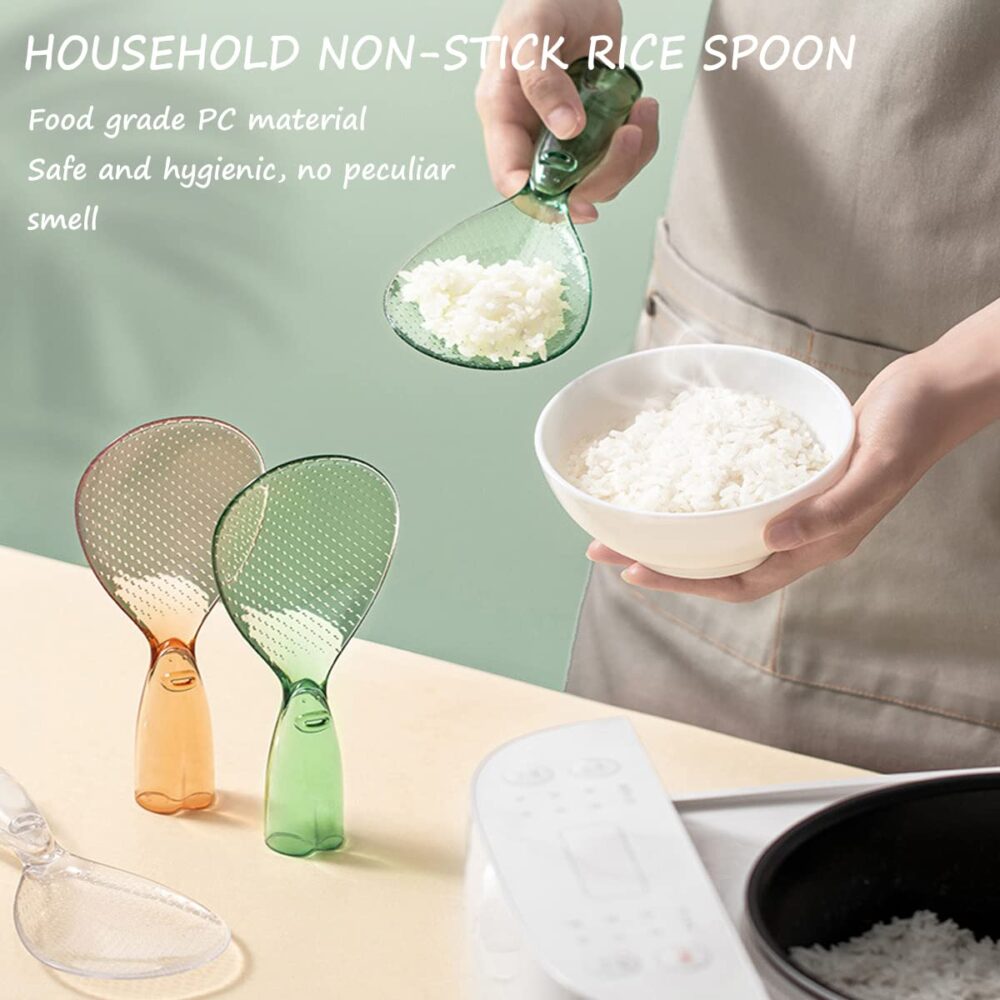 2 Pcs Rice Paddle, Non Stick Rice Paddle Transparent Standing Rice Spatula with Non Stick Rice Spoo,Non-Stick and Easy to Clean Standing Rice Spoon - Image 6