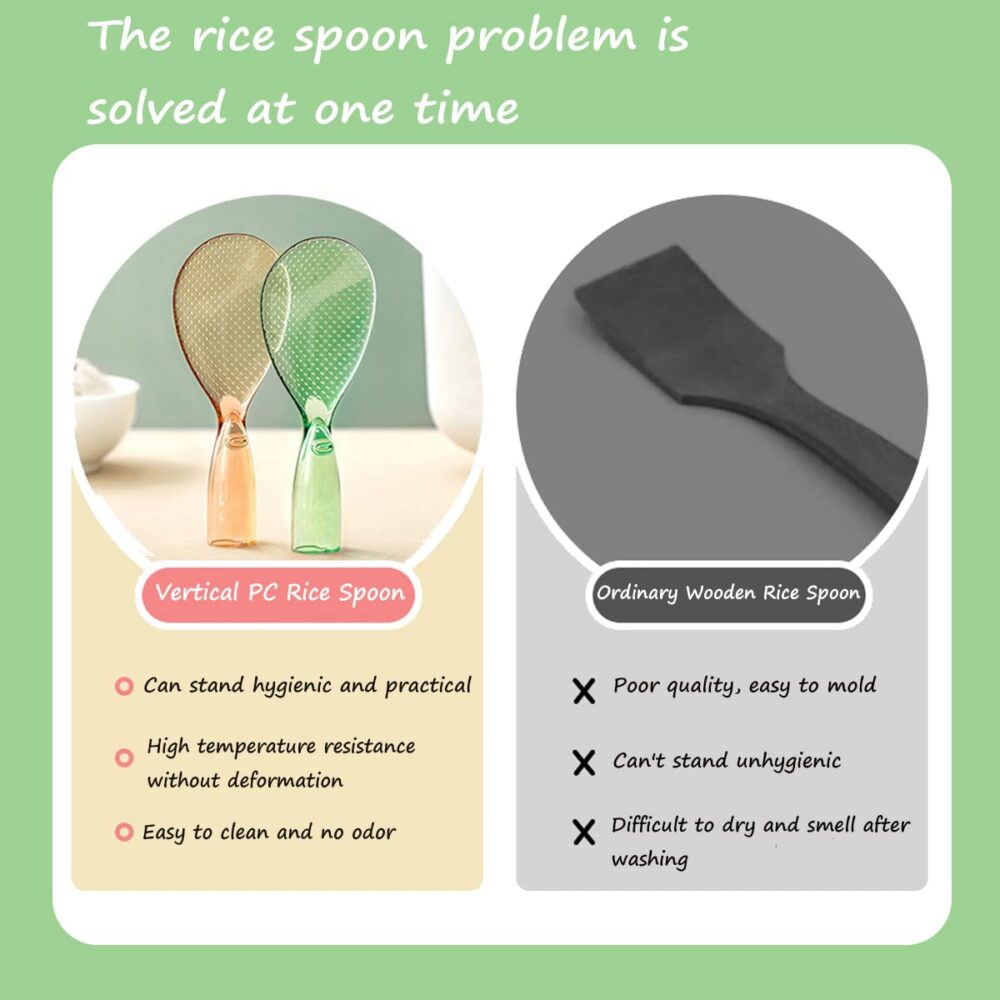 2 Pcs Rice Paddle, Non Stick Rice Paddle Transparent Standing Rice Spatula with Non Stick Rice Spoo,Non-Stick and Easy to Clean Standing Rice Spoon - Image 7