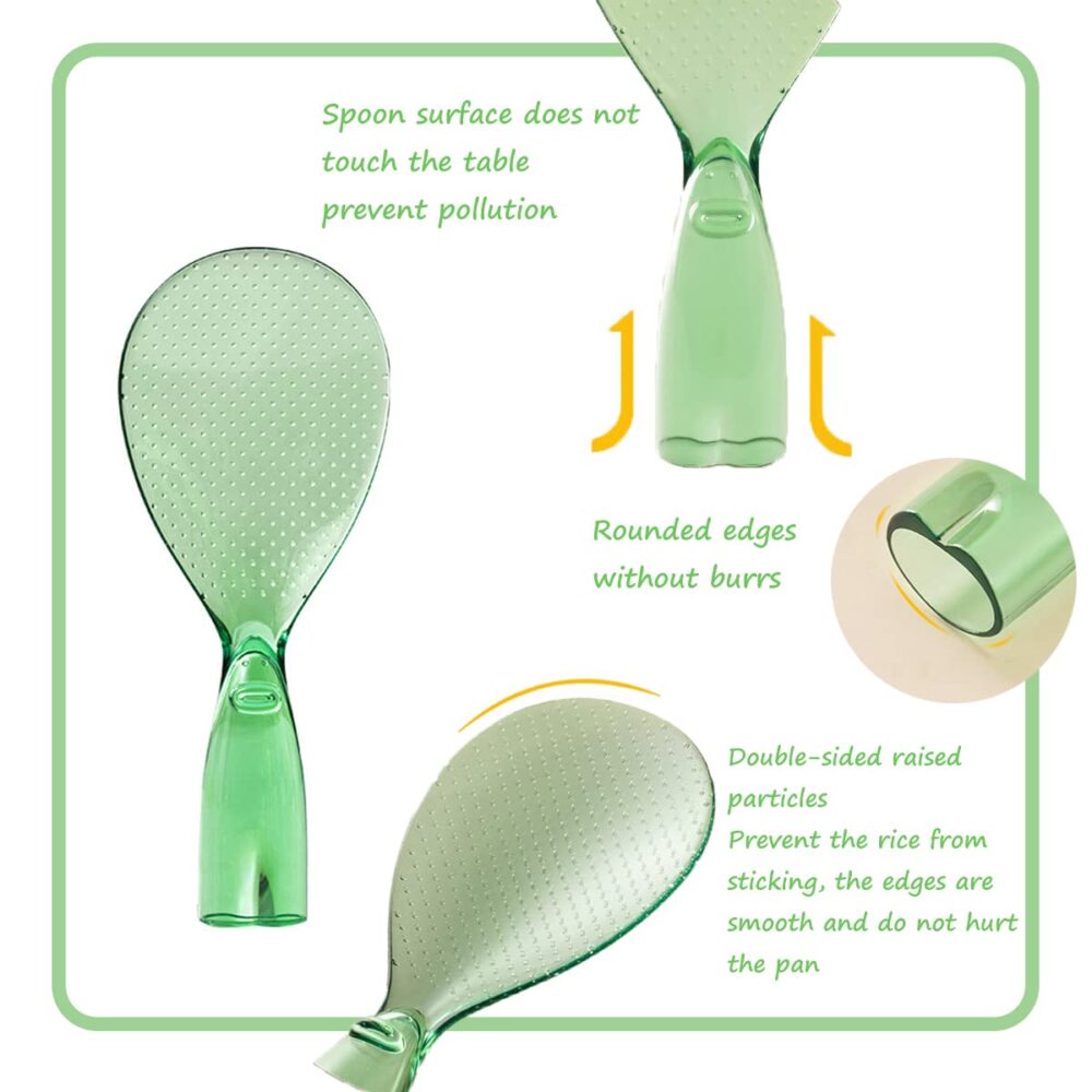 2 Pcs Rice Paddle, Non Stick Rice Paddle Transparent Standing Rice Spatula with Non Stick Rice Spoo,Non-Stick and Easy to Clean Standing Rice Spoon - Image 8