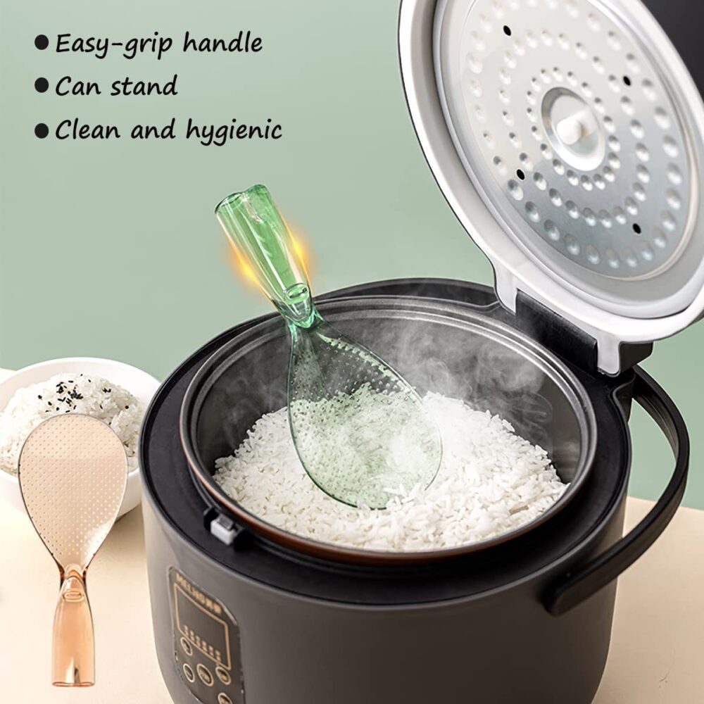2 Pcs Rice Paddle, Non Stick Rice Paddle Transparent Standing Rice Spatula with Non Stick Rice Spoo,Non-Stick and Easy to Clean Standing Rice Spoon - Image 5