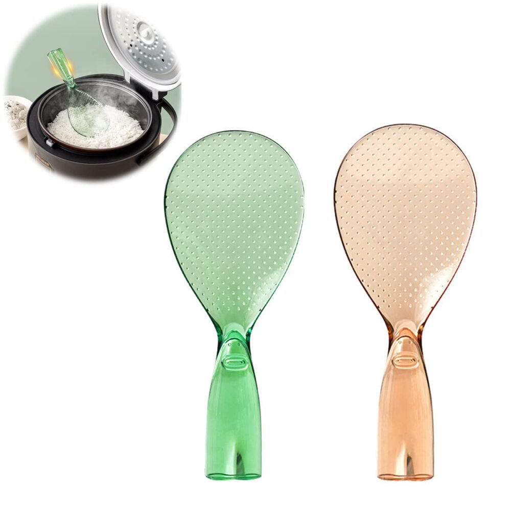2 Pcs Rice Paddle, Non Stick Rice Paddle Transparent Standing Rice Spatula with Non Stick Rice Spoo,Non-Stick and Easy to Clean Standing Rice Spoon
