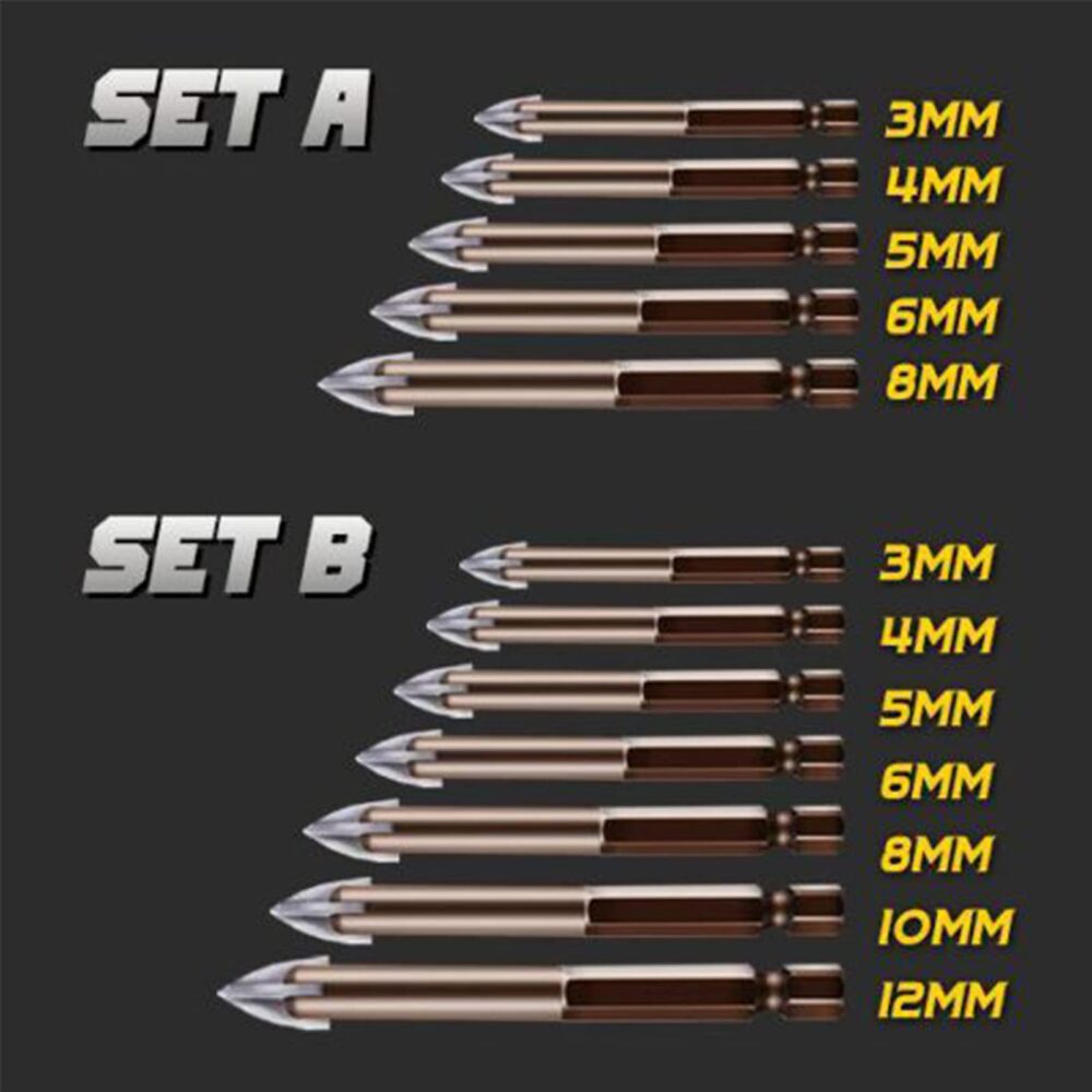 5Pcs Triangle Cross Alloy Drill Bit Set Efficient Universal Drilling Tool, Titanium Combination Drill Tap Bits Set, Triangle Drill Bit, Glass, Tile and Concrete Drill Bit, Multifunctional Cross Alloy Drill Bit Tip Tools - Image 12