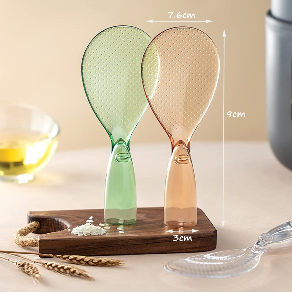 2 Pcs Rice Paddle, Non Stick Rice Paddle Transparent Standing Rice Spatula with Non Stick Rice Spoo,Non-Stick and Easy to Clean Standing Rice Spoon - Image 4