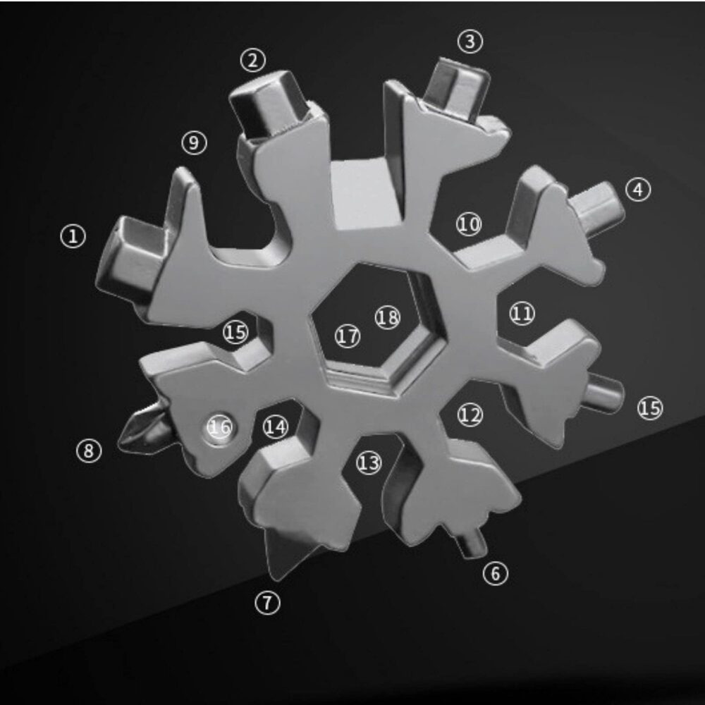 3 Pack 18-in-1 Snowflake Multi Tool, Stainless Steel Snowflake Multi-Tool Bottle Opener/Flat Phillips Screwdriver Kit/Wrench, 18 in 1 Stainless Multitool - Image 2