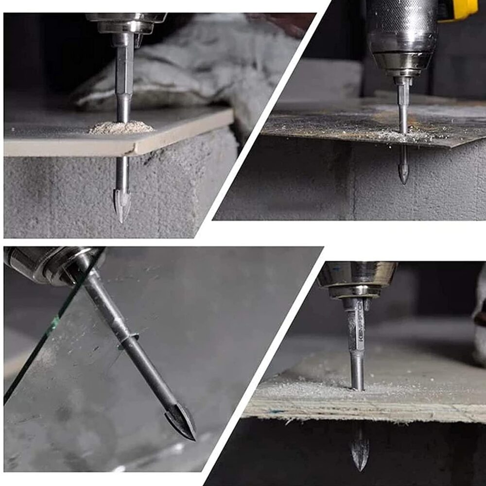 5Pcs Triangle Cross Alloy Drill Bit Set Efficient Universal Drilling Tool, Titanium Combination Drill Tap Bits Set, Triangle Drill Bit, Glass, Tile and Concrete Drill Bit, Multifunctional Cross Alloy Drill Bit Tip Tools - Image 5