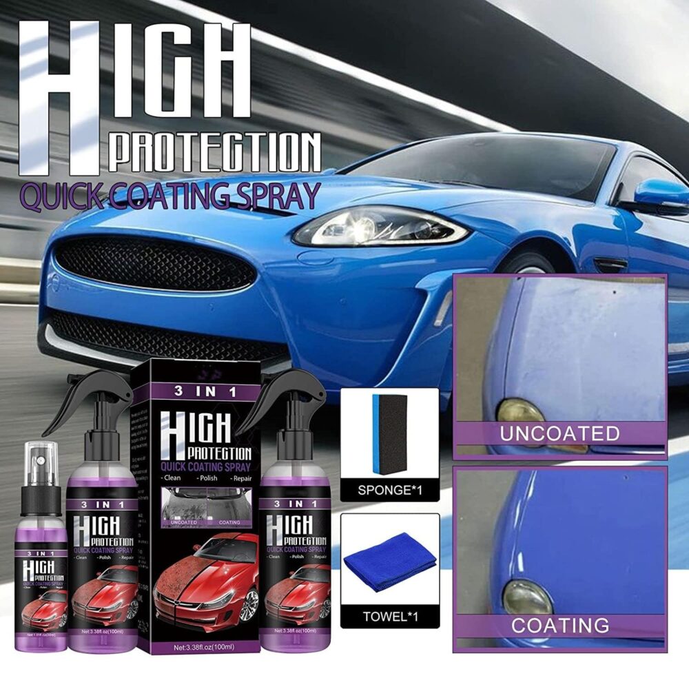 3 in 1 high Protection Quick Coating Spray Fast fine Scratch Repair, Fast car Coating, Plastic Parts Refurbisher, car Scratch Nano Repair Spray 100ml + Brush Cloth - Image 4