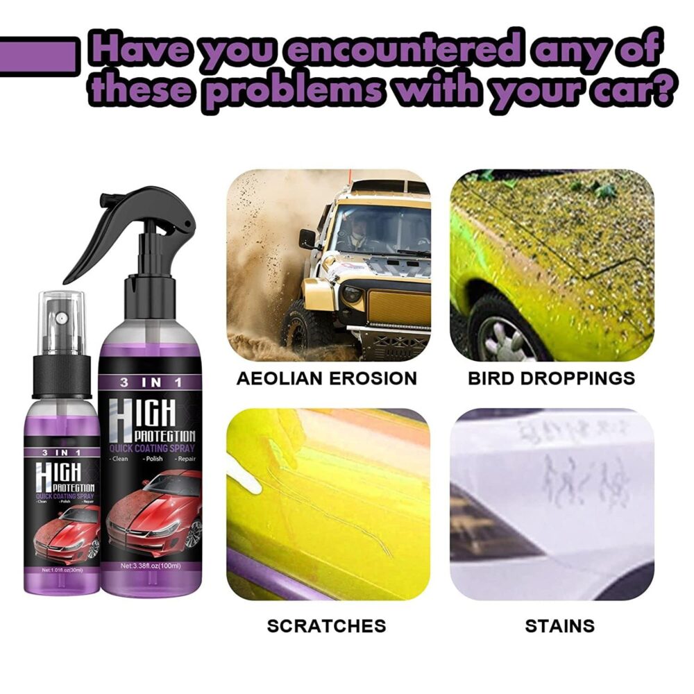 3 in 1 high Protection Quick Coating Spray Fast fine Scratch Repair, Fast car Coating, Plastic Parts Refurbisher, car Scratch Nano Repair Spray 100ml + Brush Cloth - Image 7
