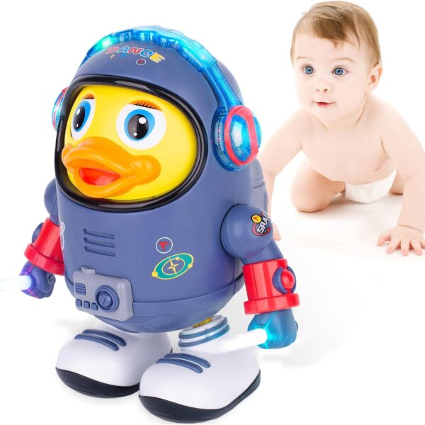 Musical Interactive Duck Toy with Lights and Sounds Baby Duck Toy Space Elements Designed, Cute Dancing Space Duck Toy Playset, for Toddlers and Gift for Kids