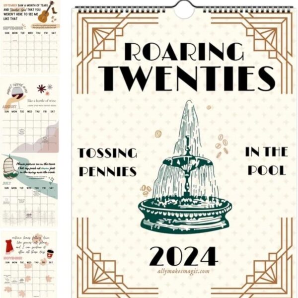 2024 Roaring Twenties Calendar Wall Calendar,2024 lyric calendar TS,12 Monthly Calendar Planner, Roaring Twenties Taylor Calendar with Song Lyrics, Calendar gifts for family and friends
