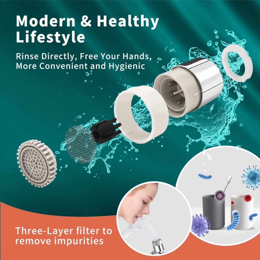 1080° Swivel Faucet Extender Sink-Aerator - 2 Mode Splash Water Filter Extension, Kitchen Bathroom - Image 4