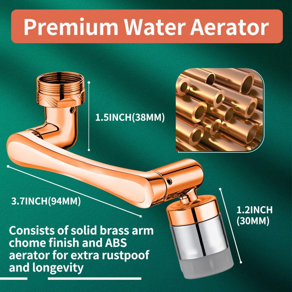 1080° Swivel Faucet Extender Sink-Aerator - 2 Mode Splash Water Filter Extension, Kitchen Bathroom - Image 6