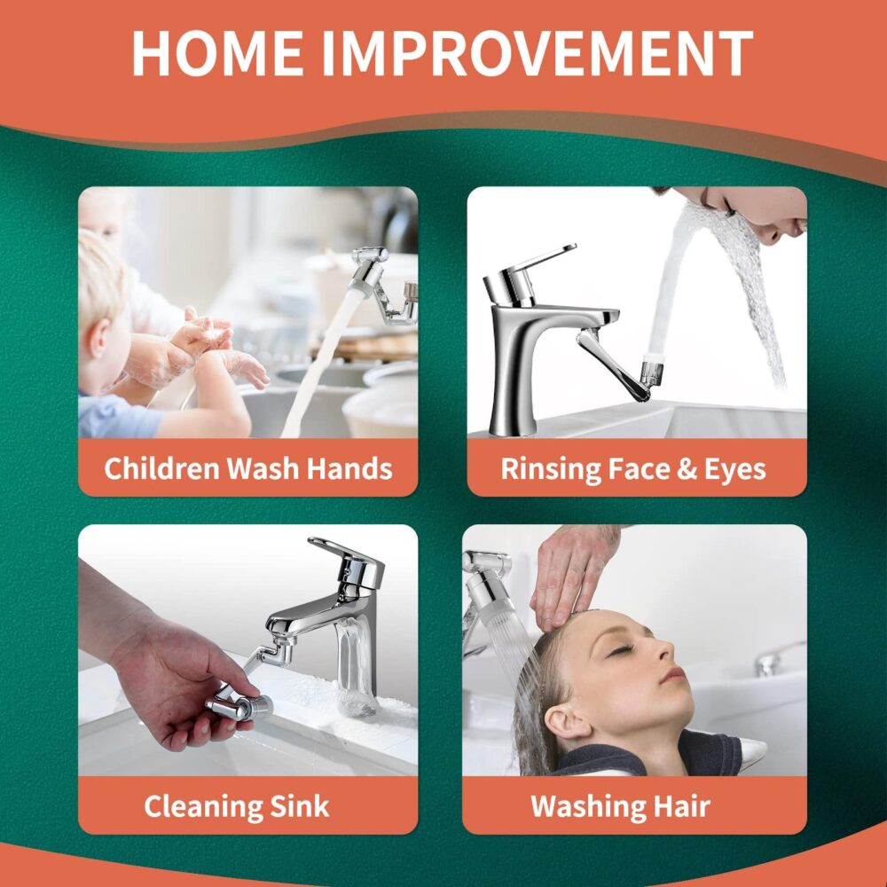 1080° Swivel Faucet Extender Sink-Aerator - 2 Mode Splash Water Filter Extension, Kitchen Bathroom - Image 7