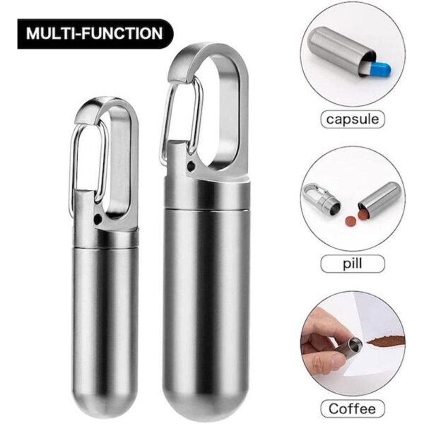 3 Pcs Titanium EDC Pill Bottle Waterproof Medicine Storage Container Keyrings Pill Box Pill Case