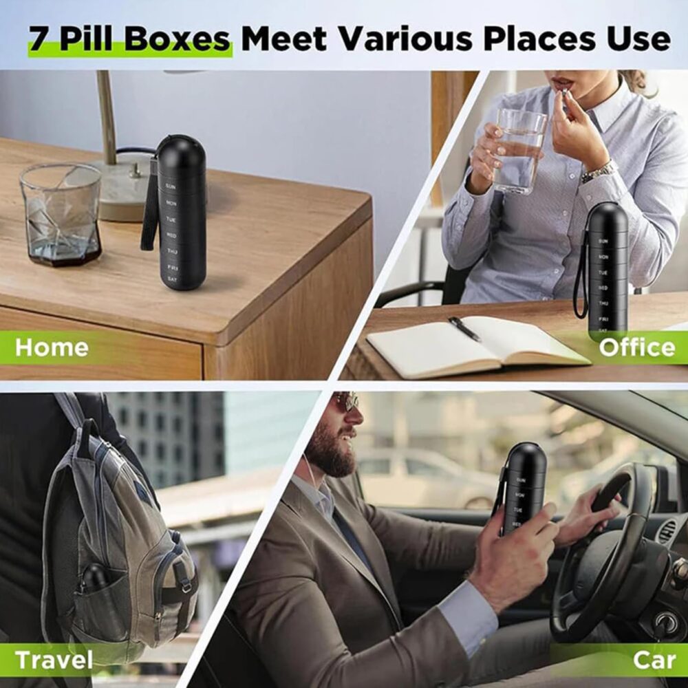 7 Days Portable Pill Case for Travel Aluminum Alloy Metal Weekly Waterproof Pill Organizer Pill Box Pill Container Pill Holder - Image 4