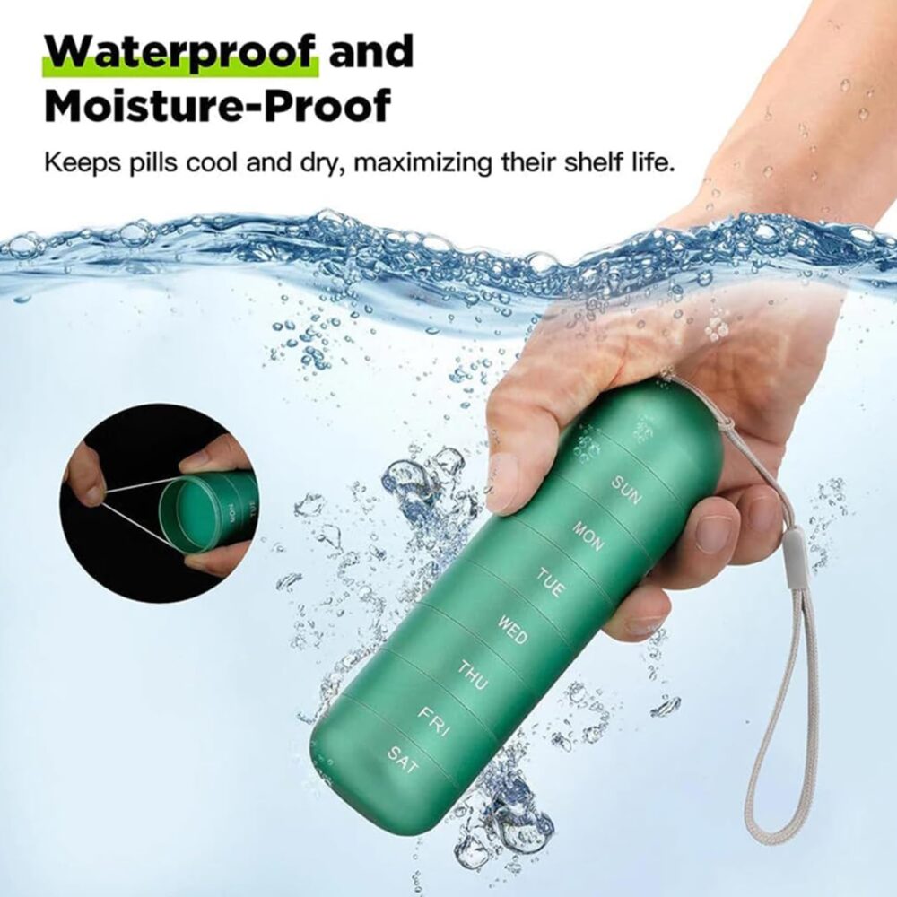 7 Days Portable Pill Case for Travel Aluminum Alloy Metal Weekly Waterproof Pill Organizer Pill Box Pill Container Pill Holder - Image 6