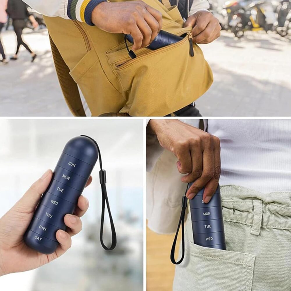 7 Days Portable Pill Case for Travel Aluminum Alloy Metal Weekly Waterproof Pill Organizer Pill Box Pill Container Pill Holder - Image 3