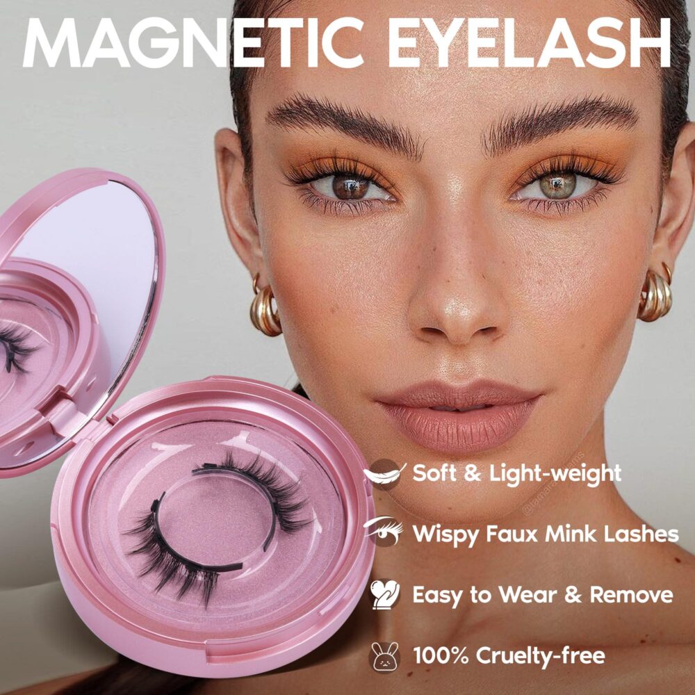 Magnetic Eyelashes with Applicator Wispy Magnetic Lashes Natural Look Reusable Magnetic Eyelashes No Glue Needed Magnetic False Eyelashes Cat Eye Lashes All Dayf - Image 6