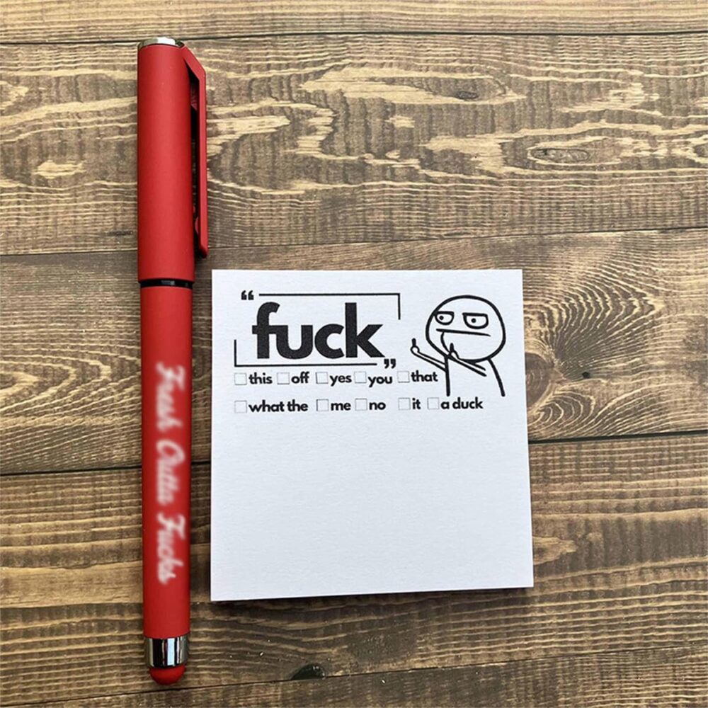 Fresh Outta Fucks Pad and Pen Funny Sticky Notes and Pen Set,White Elephant Gift, Novelty Pen, Funny Desk Accessory, Fun Gifts for Friends - Image 4