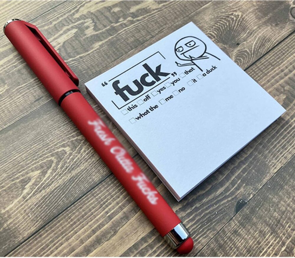 Fresh Outta Fucks Pad and Pen Funny Sticky Notes and Pen Set,White Elephant Gift, Novelty Pen, Funny Desk Accessory, Fun Gifts for Friends - Image 6