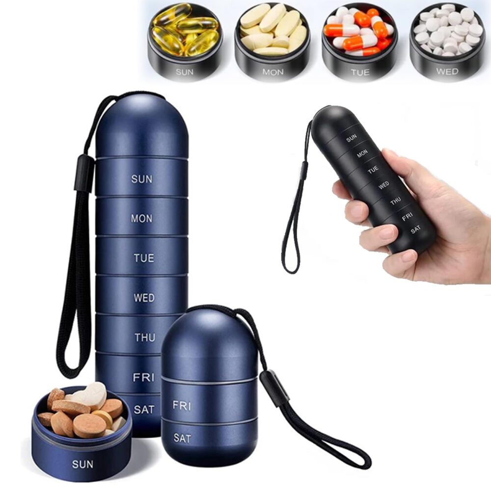 7 Days Portable Pill Case for Travel Aluminum Alloy Metal Weekly Waterproof Pill Organizer Pill Box Pill Container Pill Holder - Image 8