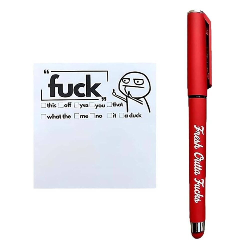 Fresh Outta Fucks Pad and Pen Funny Sticky Notes and Pen Set,White Elephant Gift, Novelty Pen, Funny Desk Accessory, Fun Gifts for Friends - Image 8