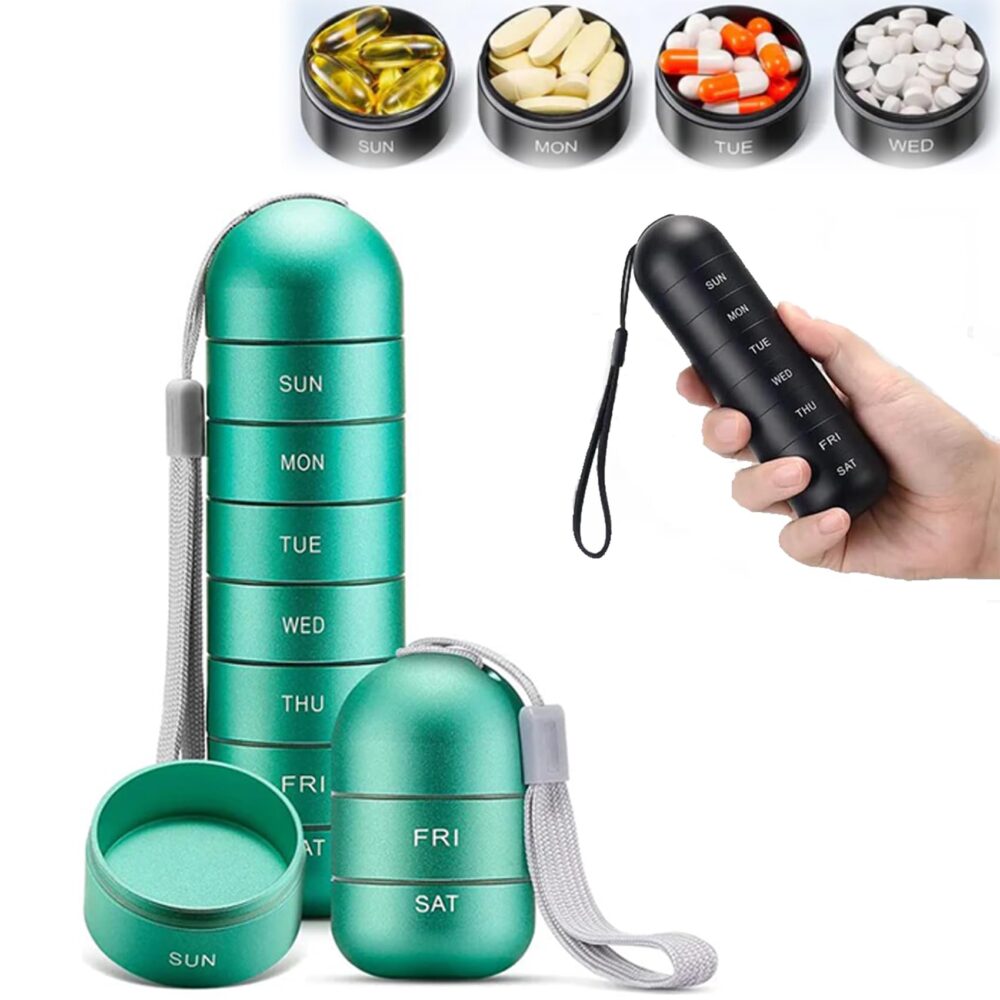 7 Days Portable Pill Case for Travel Aluminum Alloy Metal Weekly Waterproof Pill Organizer Pill Box Pill Container Pill Holder - Image 12