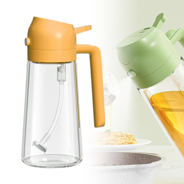 2 In 1 Glass Oil Sprayer & Dispenser 2024 New Oil Dispensing Oil Sprayers, 470ml/16oz Food-Grade Olive Oil Dispenser Bottle for Kitchen Cooking, Large Oil Spray Bottles for Home Frying, BBQ, Salad