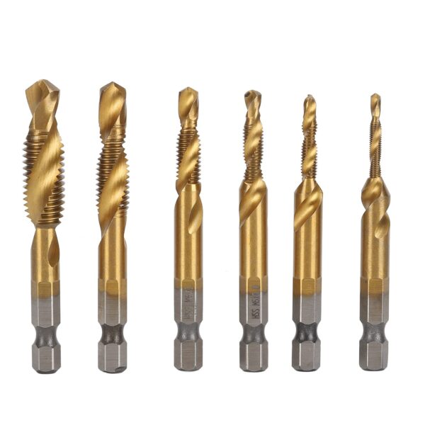 1/4 Inch Hexa Shank Spiral Drill Bit 6Pcs Drill Bit Set Suitable for Wood Aluminum Iron(Titanium plating)