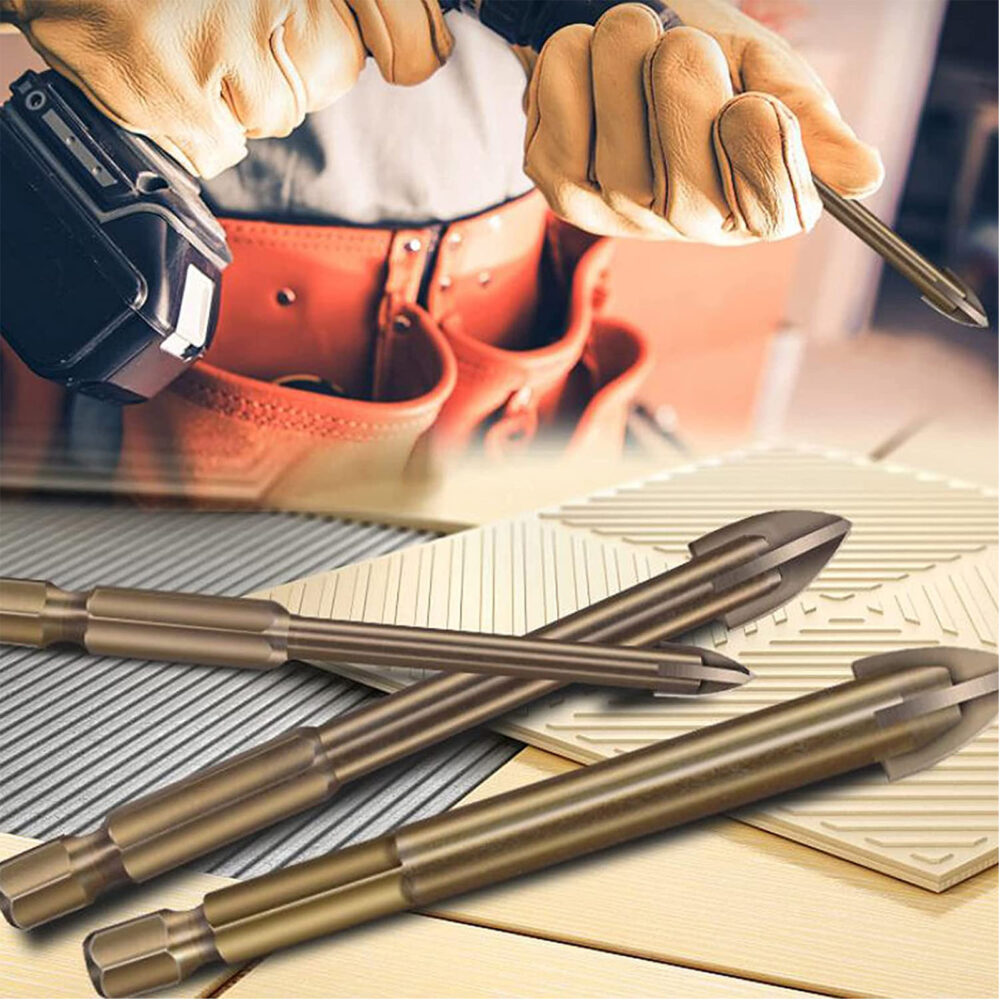 5Pcs Triangle Cross Alloy Drill Bit Set Efficient Universal Drilling Tool, Titanium Combination Drill Tap Bits Set, Triangle Drill Bit, Glass, Tile and Concrete Drill Bit, Multifunctional Cross Alloy Drill Bit Tip Tools - Image 6