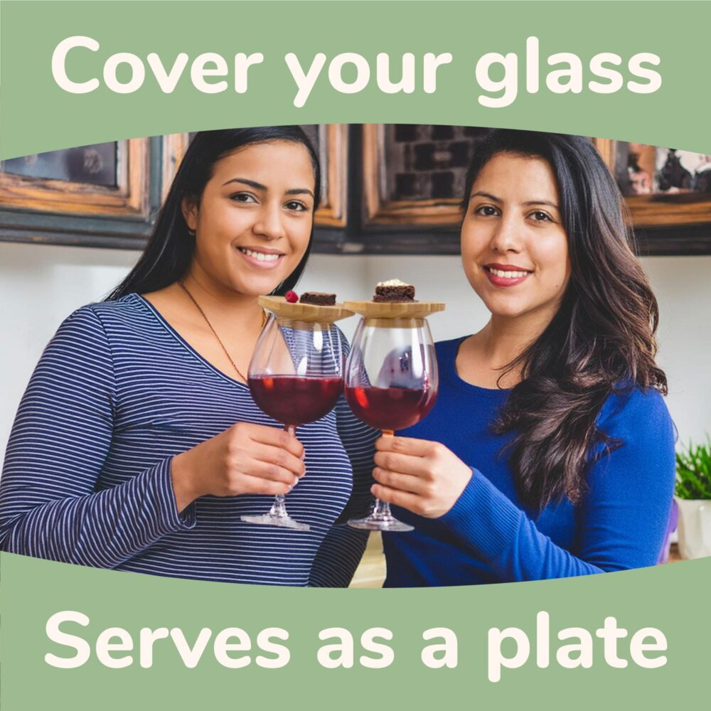 Wine Glass Charcuterie Topper,Dual Use Bamboo Coasters/Wine Glass Topper, Wine Appetizer Plates, Cocktail Plate with Glass Holder, Cheese Board with Wine Holder (4 PCS) - Image 6