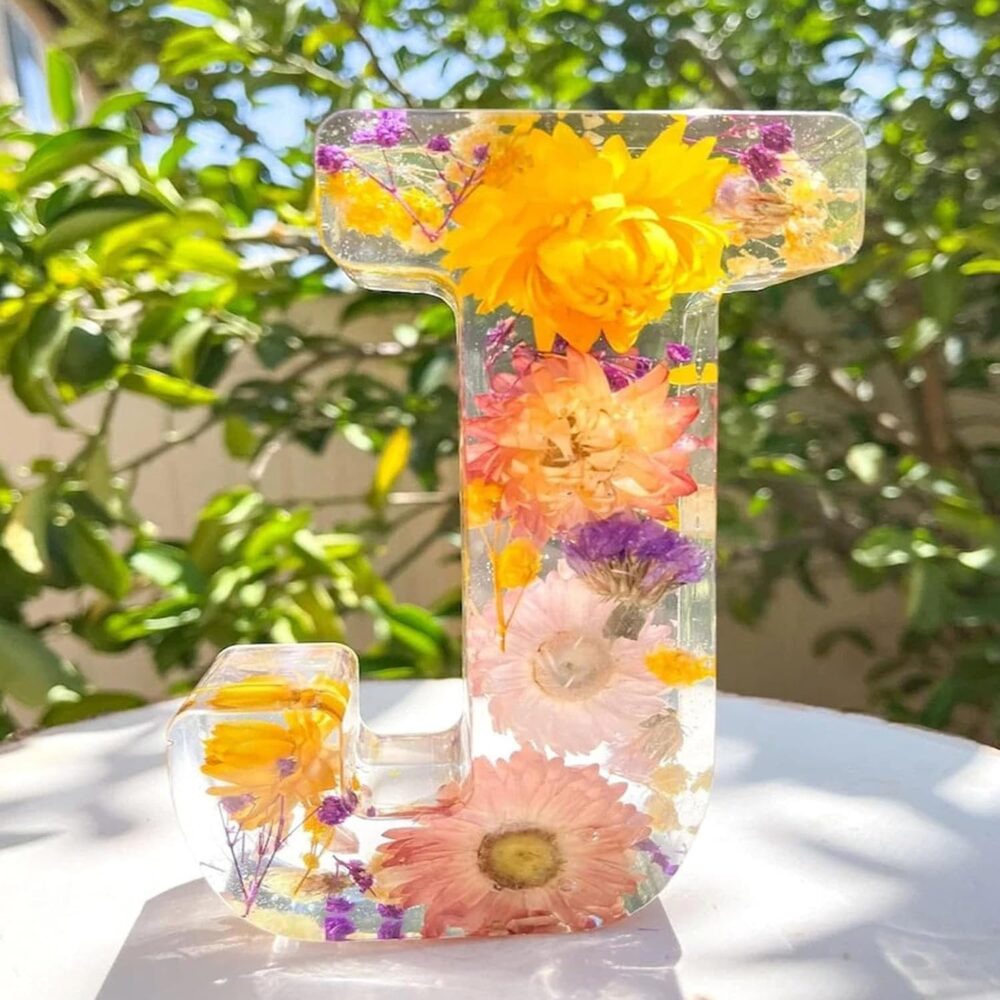 Floral Resin Night Light Embossed Resin Letters with LED Lights, 2024 New Illuminated Letter Signs - Image 2