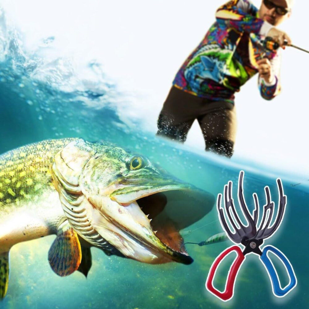 Upgrade 3 Claw Fish Gripper Fishing Pliers Gripper Metal Fish Control Clamp Claw, Eagle Claw Fish Gripper, Metal Fishing Pliers Gripper Control Clamp Waterproof Fish Grip Tackle Tool Control Forceps - Image 9