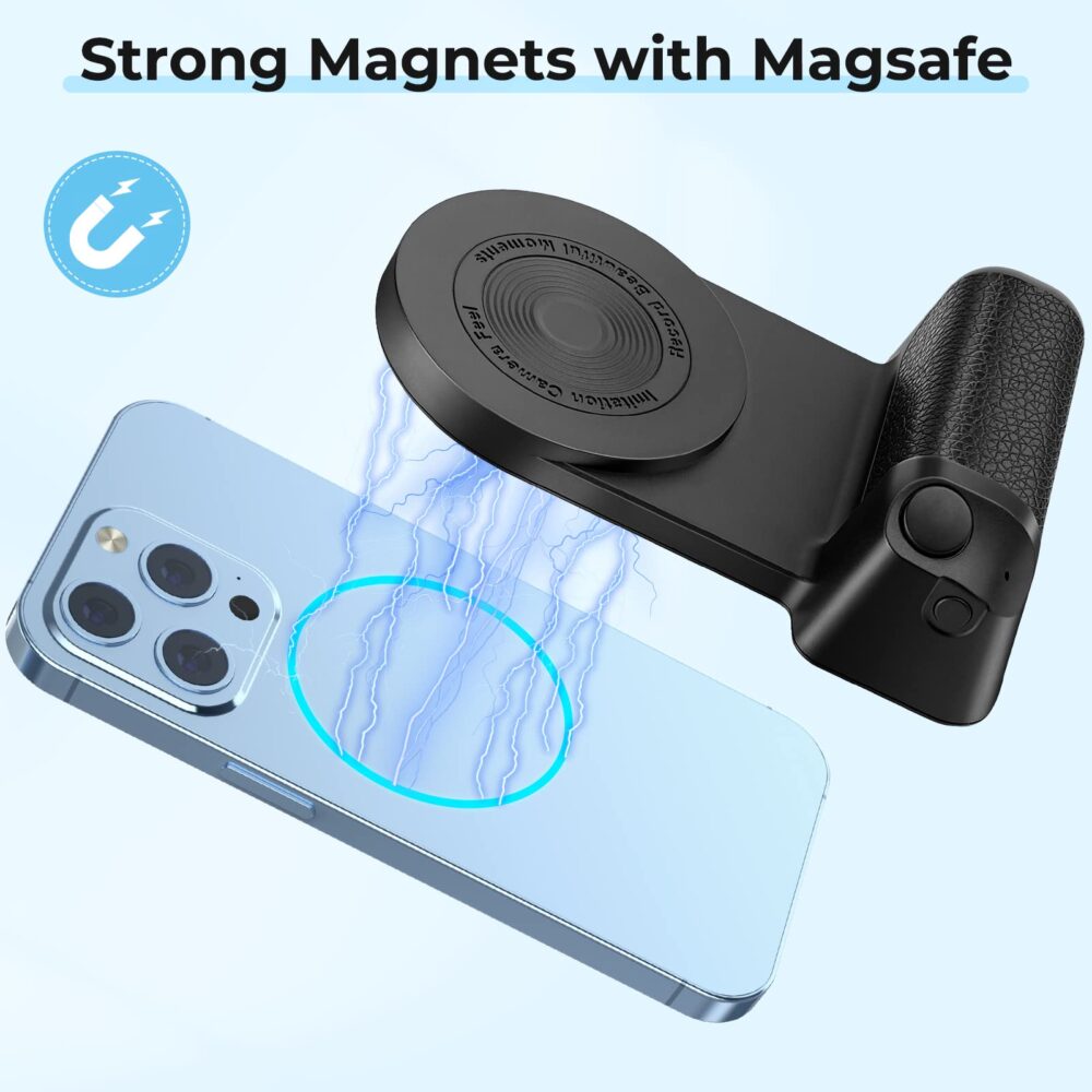Magnetic Camera Handle Bluetooth Bracket Smartphone Handle Photo Holder Wireless Charging Stand Phone Hand Grip with Magsafe Bluetooth Wireless Remote Control for Video Photo Shooting - Image 20