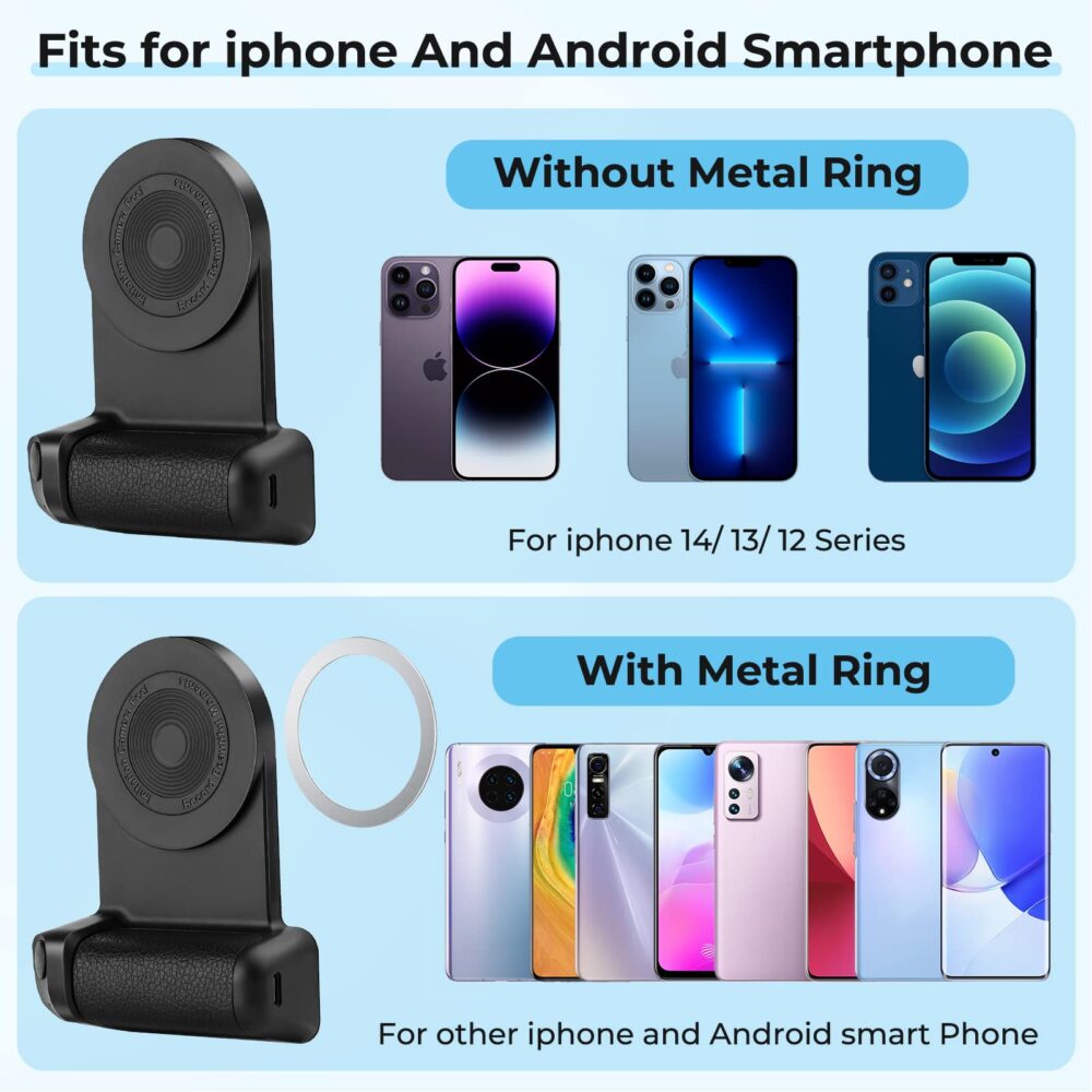 Magnetic Camera Handle Bluetooth Bracket Smartphone Handle Photo Holder Wireless Charging Stand Phone Hand Grip with Magsafe Bluetooth Wireless Remote Control for Video Photo Shooting - Image 3