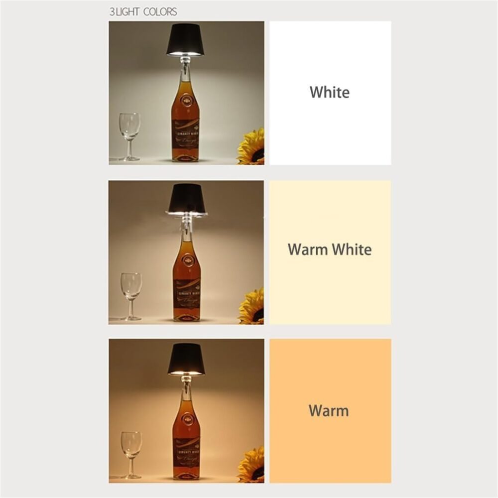 Wireless Bottle Lamp 2024 New 3 Color Stepless Dimming Bottle Lamp Wireless Charging Outdoor Rechargeable Touch Lamp Table Lamp Bar Lamp - Image 18