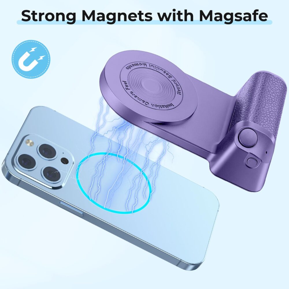 Magnetic Camera Handle Bluetooth Bracket Smartphone Handle Photo Holder Wireless Charging Stand Phone Hand Grip with Magsafe Bluetooth Wireless Remote Control for Video Photo Shooting - Image 11