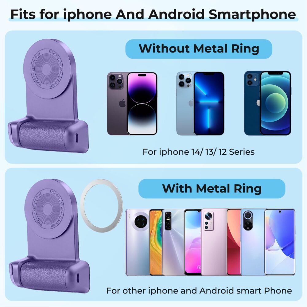 Magnetic Camera Handle Bluetooth Bracket Smartphone Handle Photo Holder Wireless Charging Stand Phone Hand Grip with Magsafe Bluetooth Wireless Remote Control for Video Photo Shooting - Image 14
