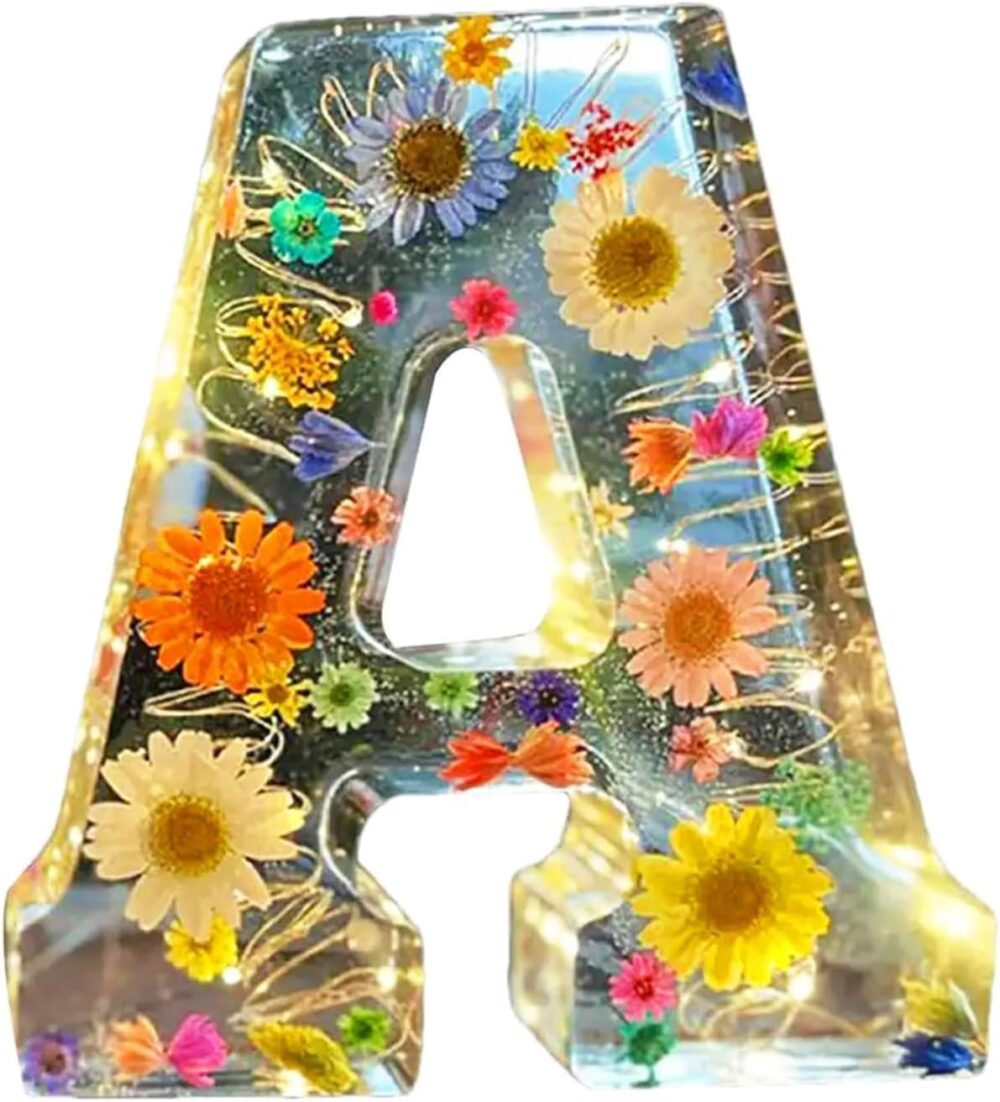 Floral Resin Night Light Embossed Resin Letters with LED Lights, 2024 New Illuminated Letter Signs - Image 11