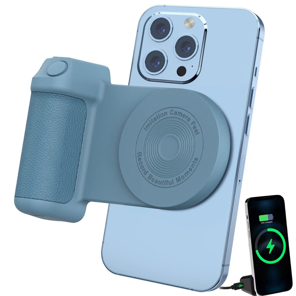 Magnetic Camera Handle Bluetooth Bracket Smartphone Handle Photo Holder Wireless Charging Stand Phone Hand Grip with Magsafe Bluetooth Wireless Remote Control for Video Photo Shooting - Image 17