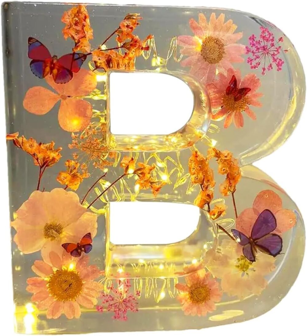 Floral Resin Night Light Embossed Resin Letters with LED Lights, 2024 New Illuminated Letter Signs - Image 12