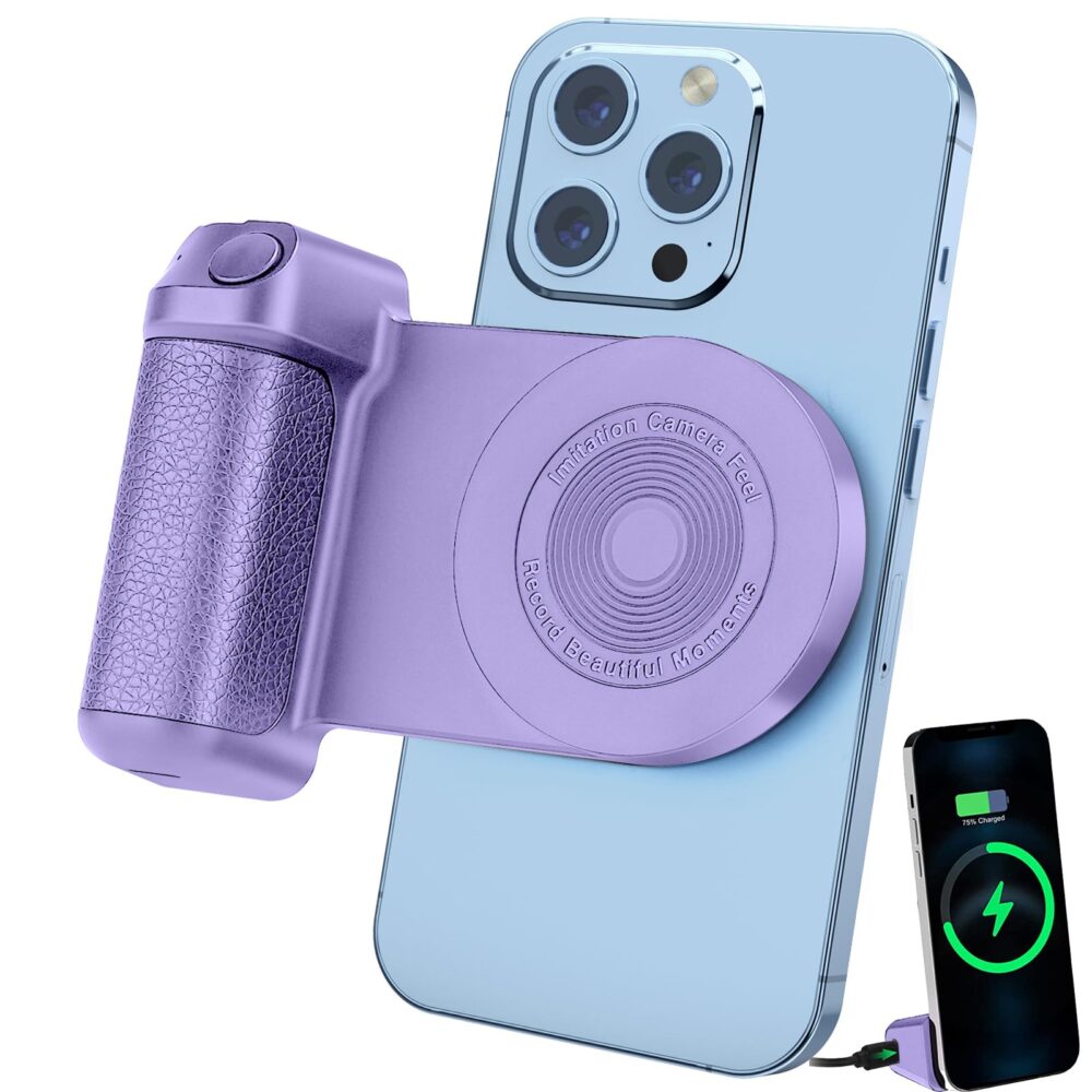 Magnetic Camera Handle Bluetooth Bracket Smartphone Handle Photo Holder Wireless Charging Stand Phone Hand Grip with Magsafe Bluetooth Wireless Remote Control for Video Photo Shooting - Image 18