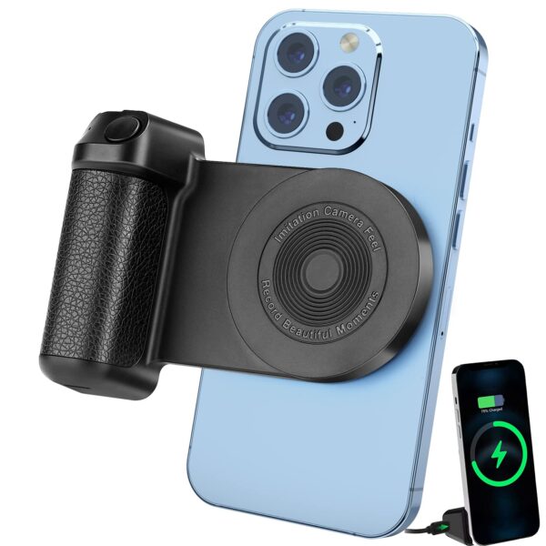 Magnetic Camera Handle Bluetooth Bracket Smartphone Handle Photo Holder Wireless Charging Stand Phone Hand Grip with Magsafe Bluetooth Wireless Remote Control for Video Photo Shooting
