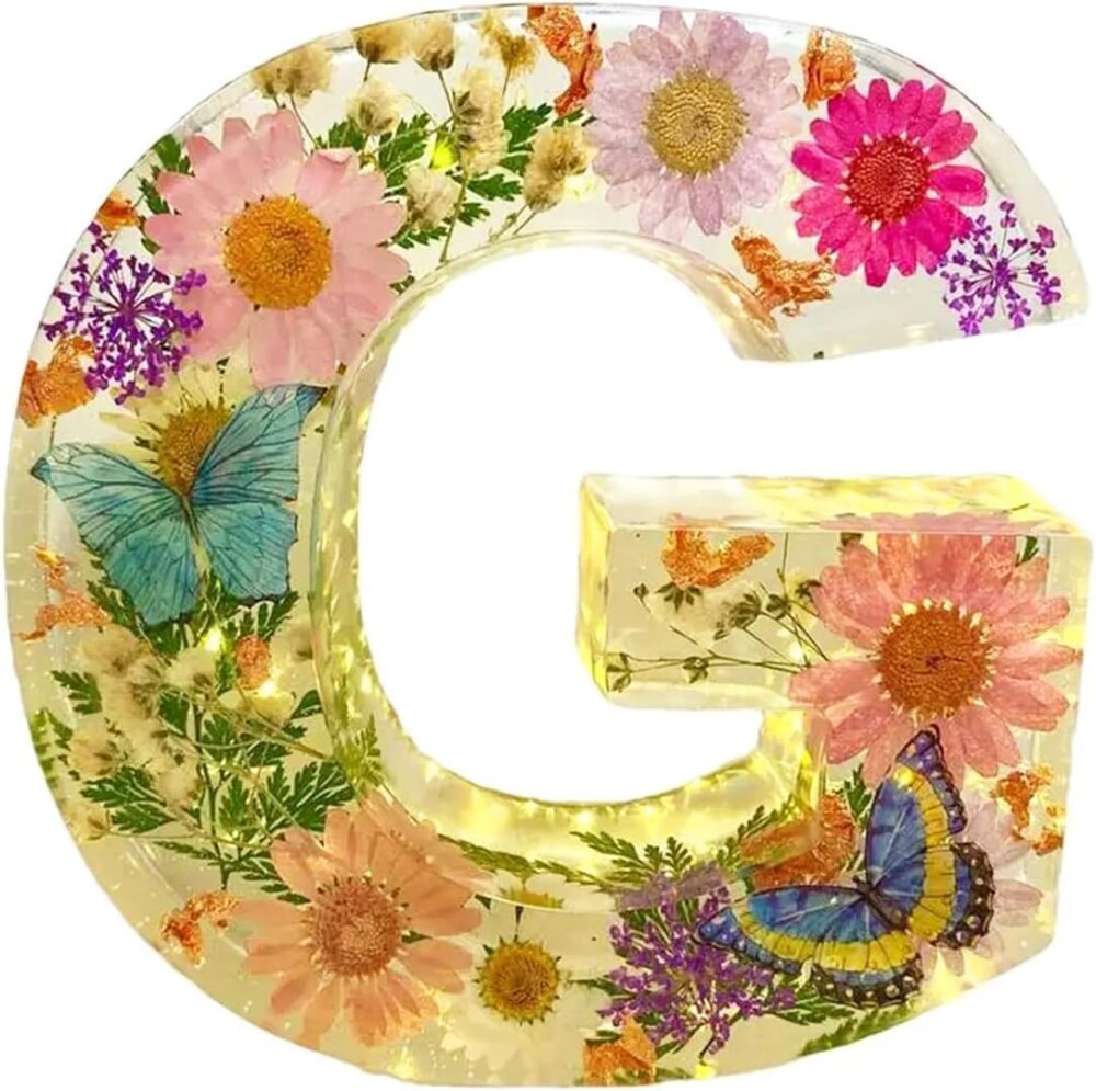 Floral Resin Night Light Embossed Resin Letters with LED Lights, 2024 New Illuminated Letter Signs - Image 19