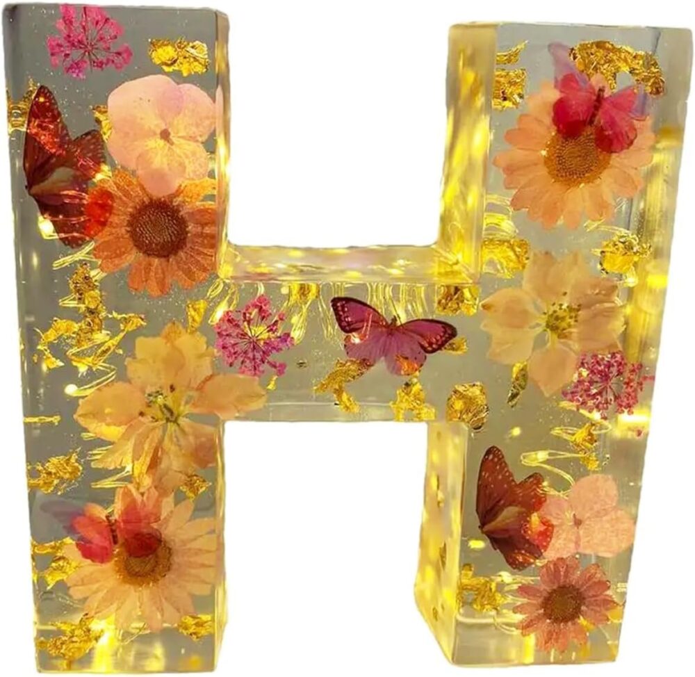 Floral Resin Night Light Embossed Resin Letters with LED Lights, 2024 New Illuminated Letter Signs - Image 20